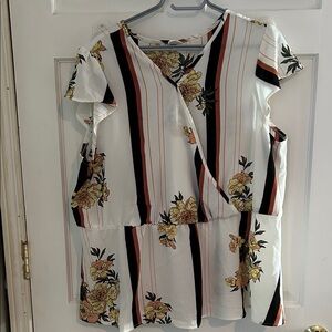 Floral Striped Women's Top